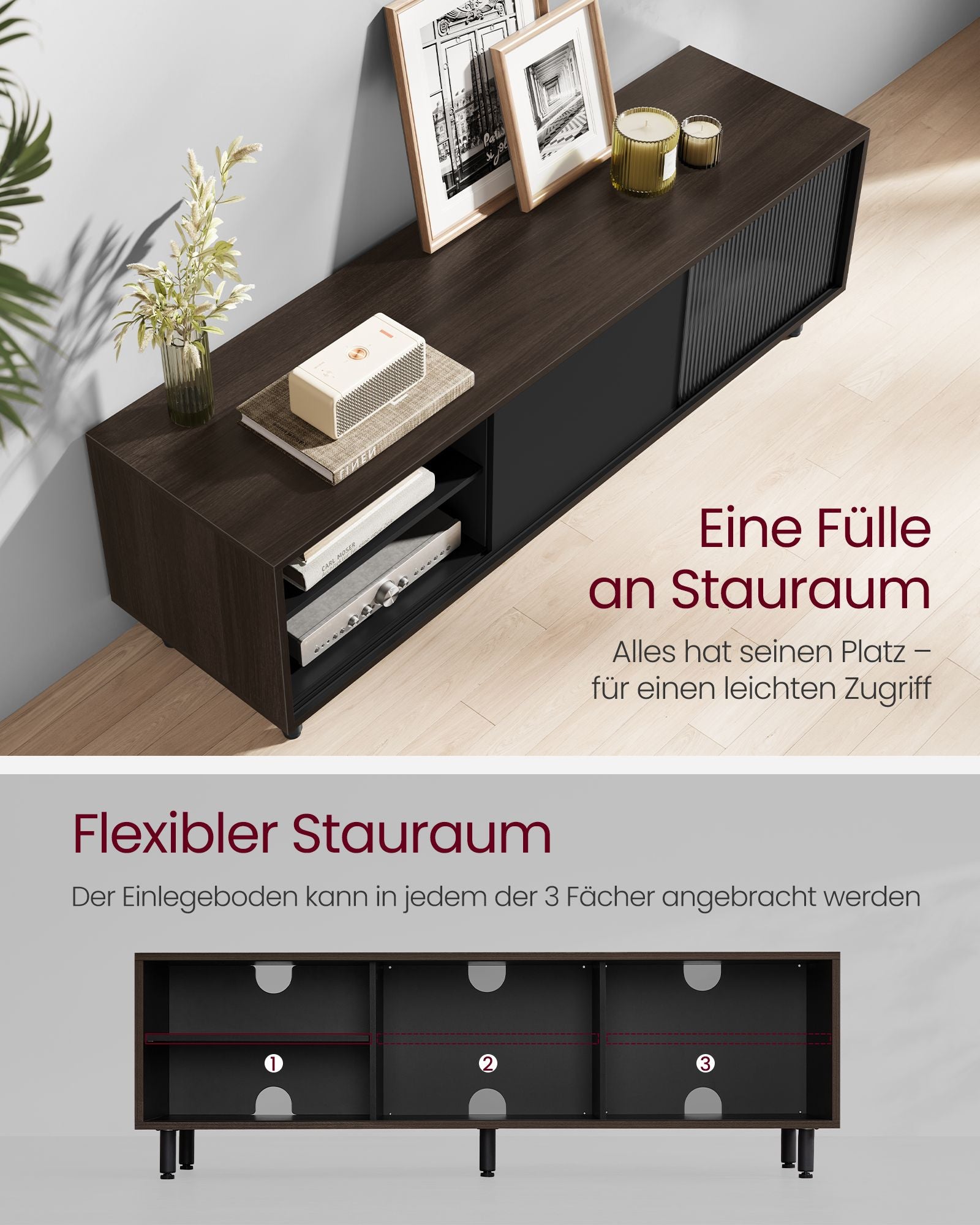 Tv-Meubel Supersnelle Montage Modern Asbruin-Inktzwart
