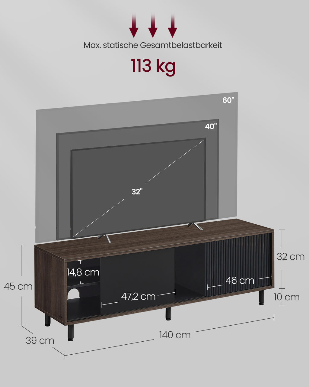 Tv-Meubel Supersnelle Montage Modern Asbruin-Inktzwart