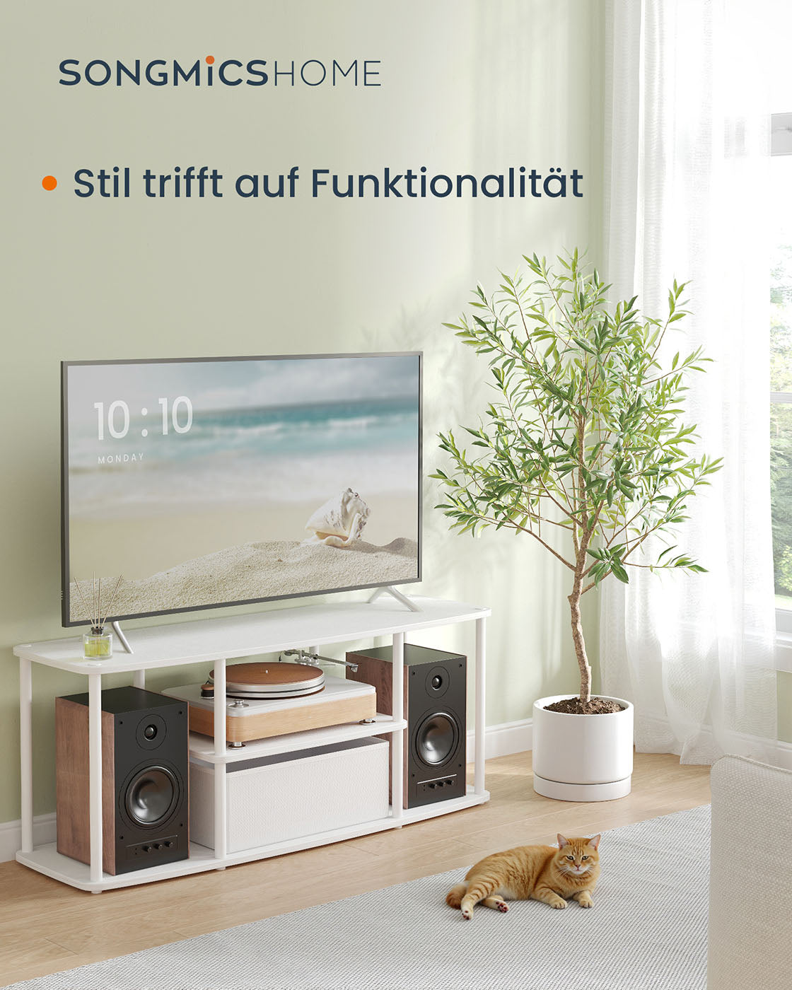 TV-meubel – Modern design – Sneeuwwit-Matwit – 110 x 35 x 46 cm – Voor TV’s tot 50 inch