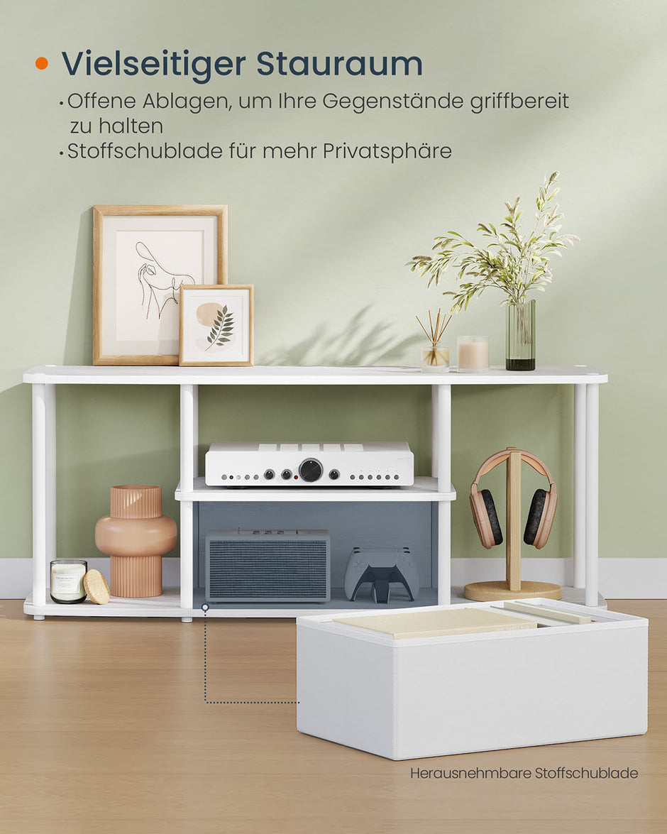 TV-meubel – Modern design – Sneeuwwit-Matwit – 110 x 35 x 46 cm – Voor TV’s tot 50 inch