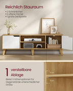 TV-meubel – Verstelbare plank – Natuurlijk eiken-crèmewit