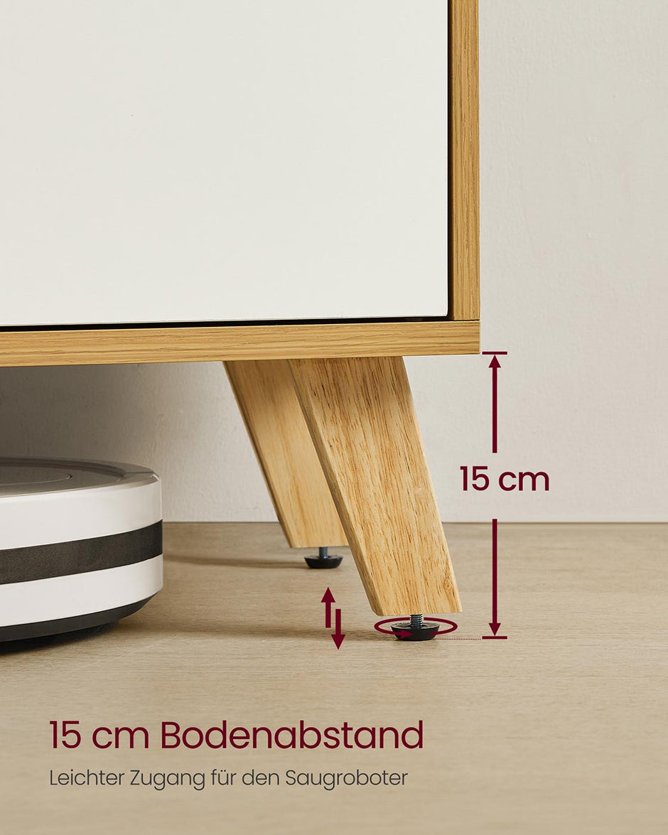 TV-meubel – Natuurlijk eiken-crèmewit – 147 x 39 x 50 cm - Met verstelbare plank