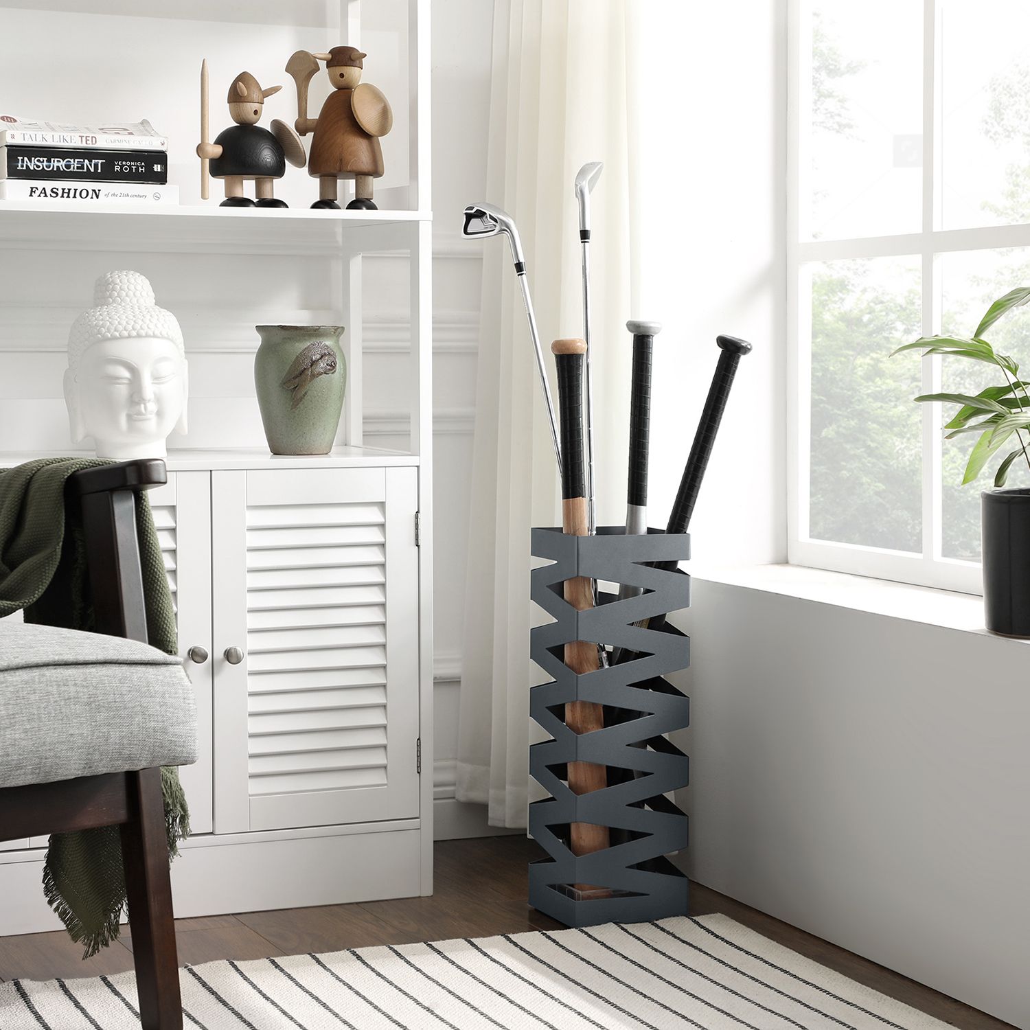 Paraplubak – vierkant ontwerp – metaal – antraciet