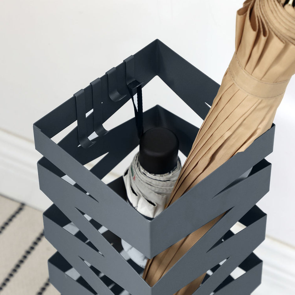 Paraplubak – vierkant ontwerp – metaal – antraciet