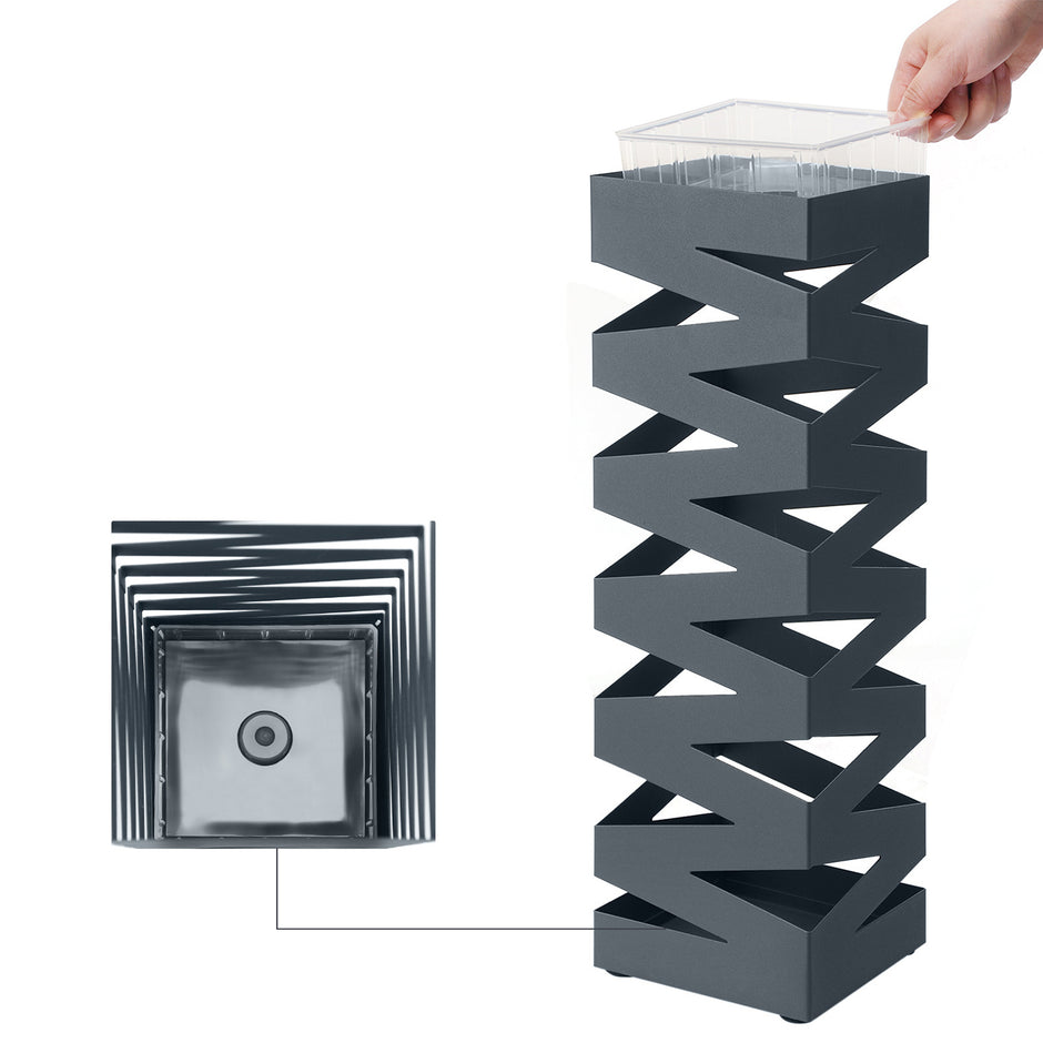 Paraplubak – vierkant ontwerp – metaal – antraciet