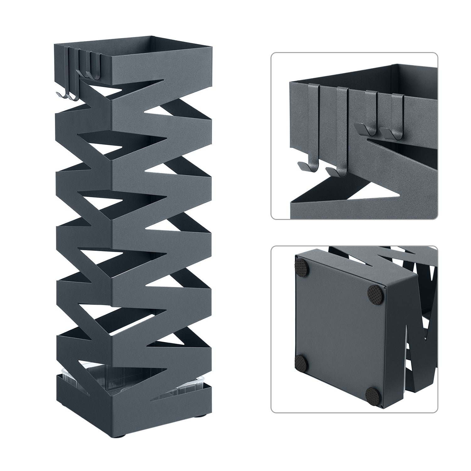 Paraplubak – vierkant ontwerp – metaal – antraciet