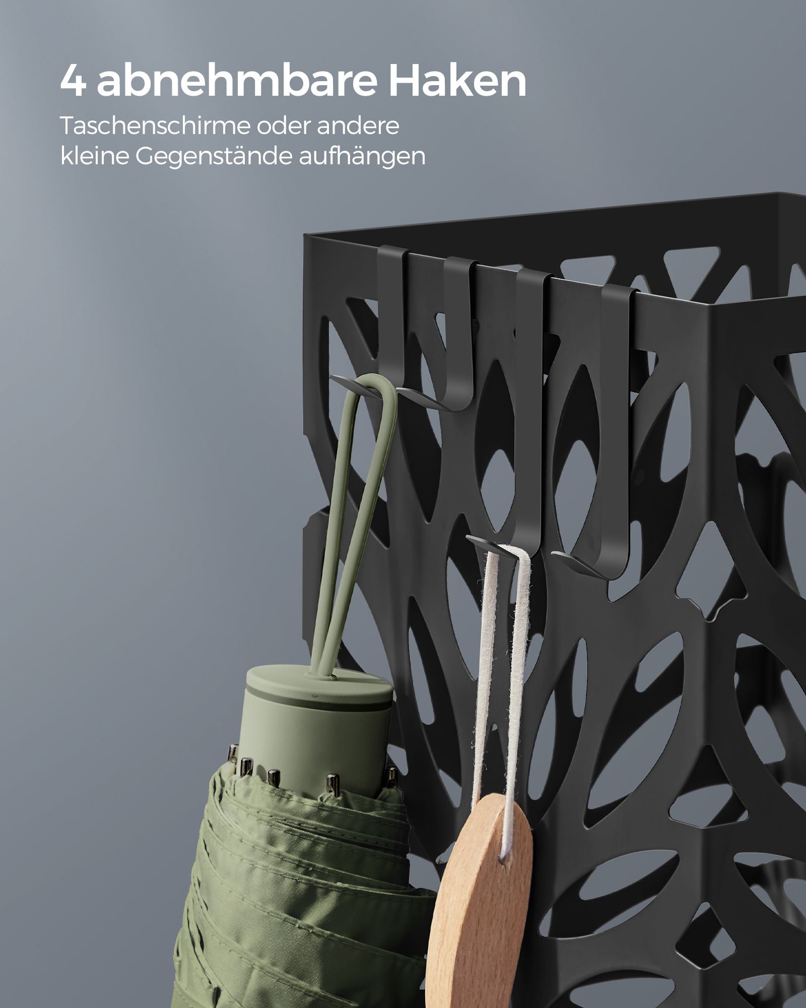 Paraplubak – met 4 haken – staal – zwart