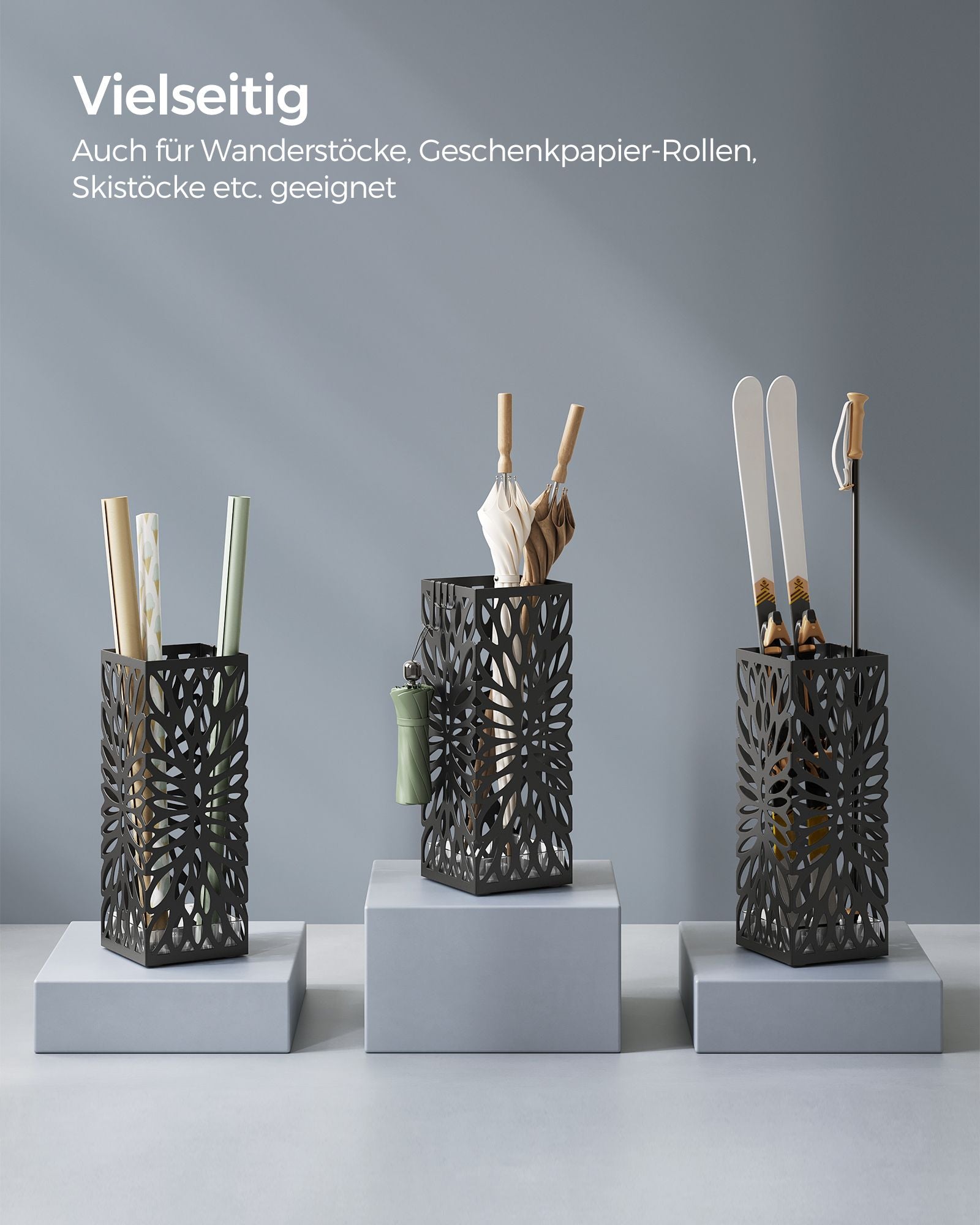 Paraplubak – met 4 haken – staal – zwart