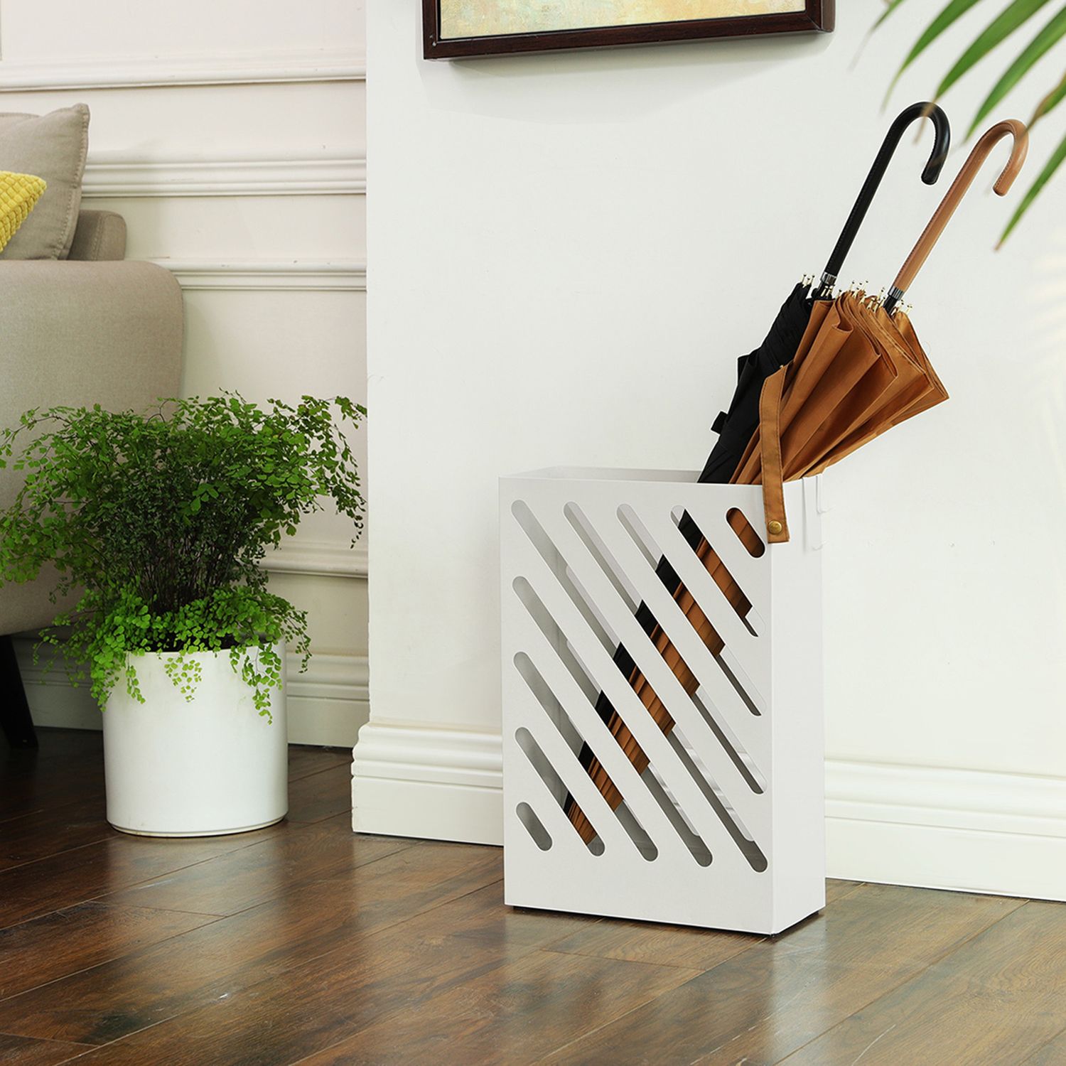 Paraplubak – rechthoekig – staal – wit