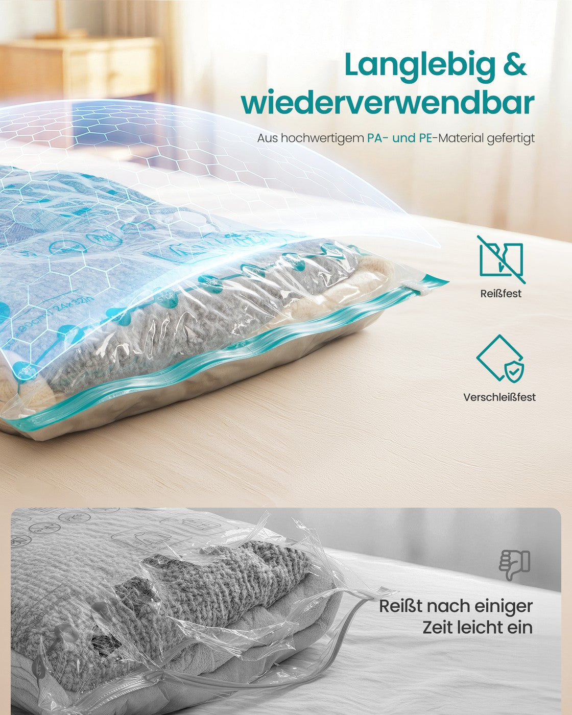 Vacuümzakken - 70 x 50 cm, 80 x 60 cm, 100 x 76 cm - Transparant - 1 kg