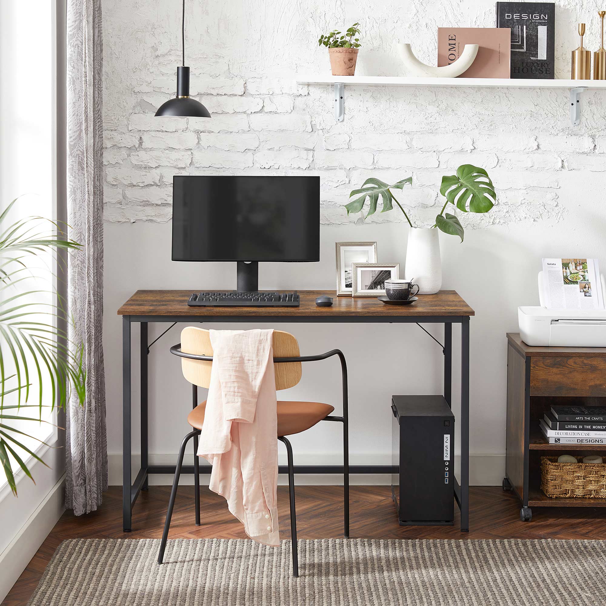 Bureau - Computertafel - Kantoorbureau - Pc-tafel - Vintage bruin / Zwart