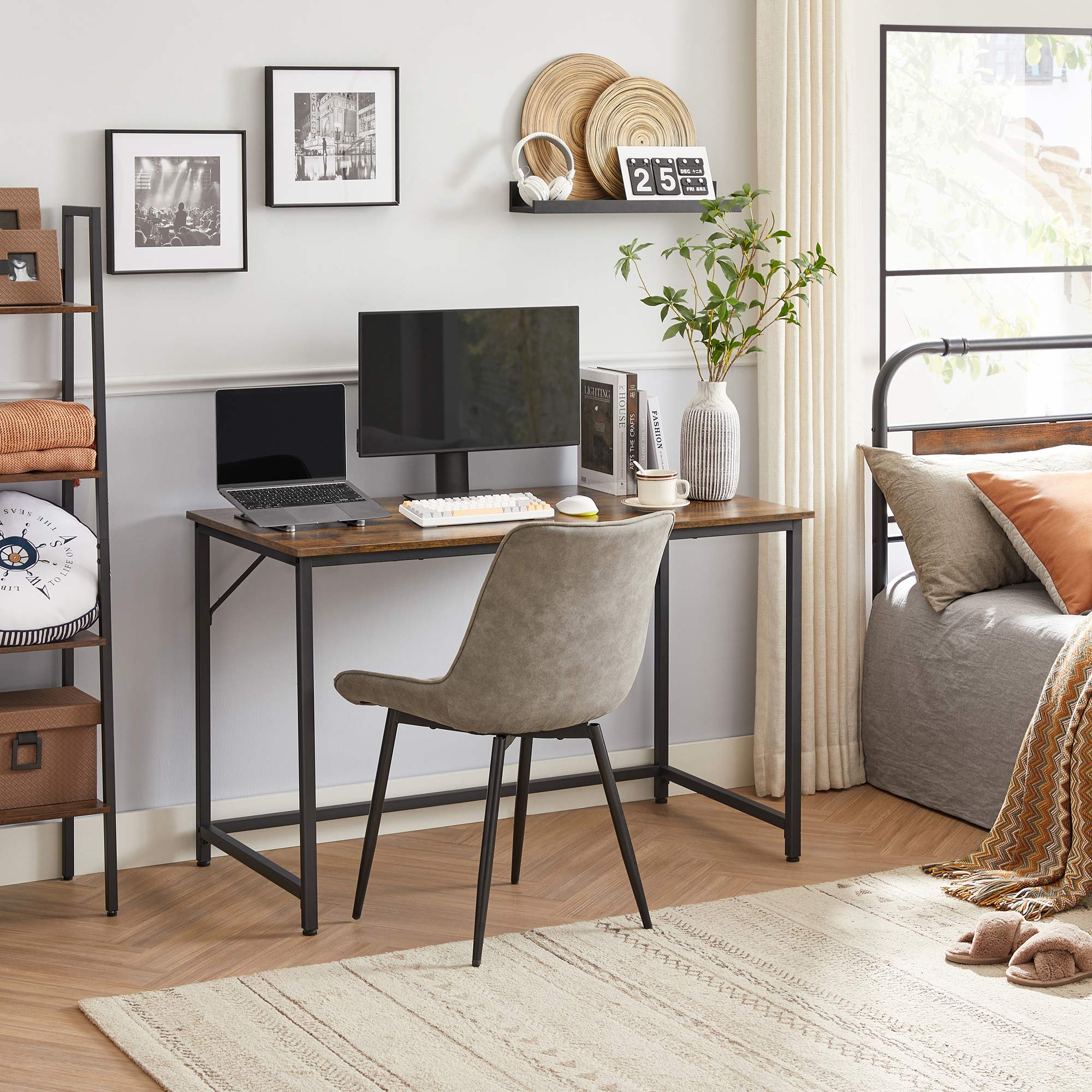 Bureau - Computertafel - Kantoorbureau - Pc-tafel - Vintage bruin / Zwart