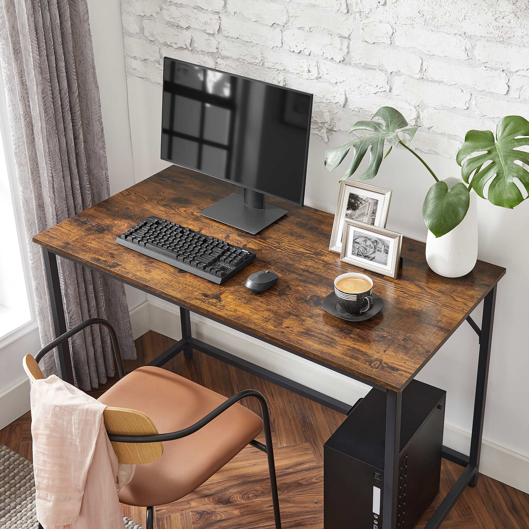 Bureau - Computertafel - Kantoorbureau - Pc-tafel - Vintage bruin / Zwart
