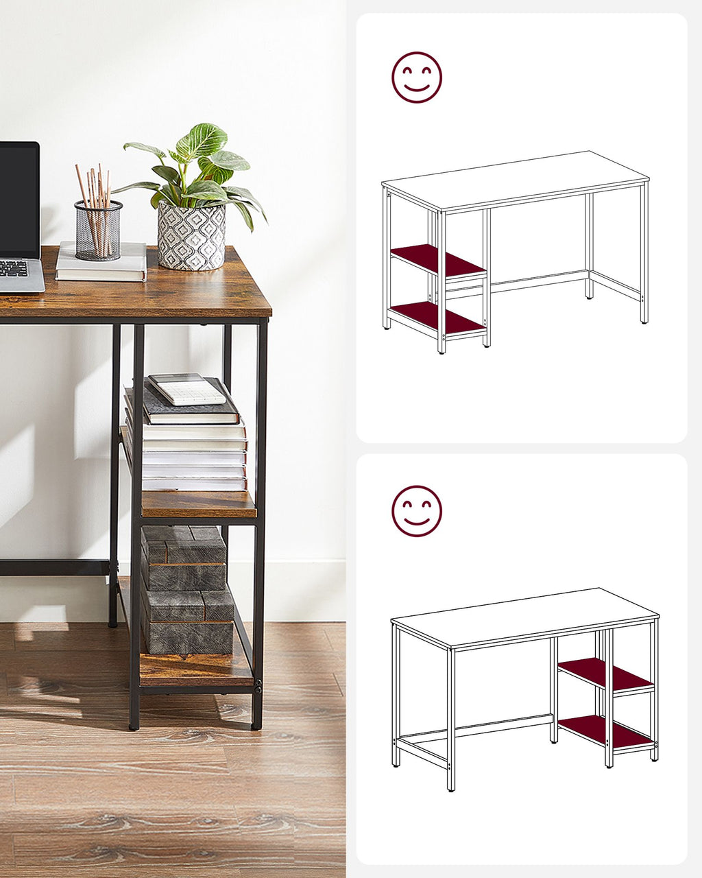 Bureau – industrieel look – met 2 planken