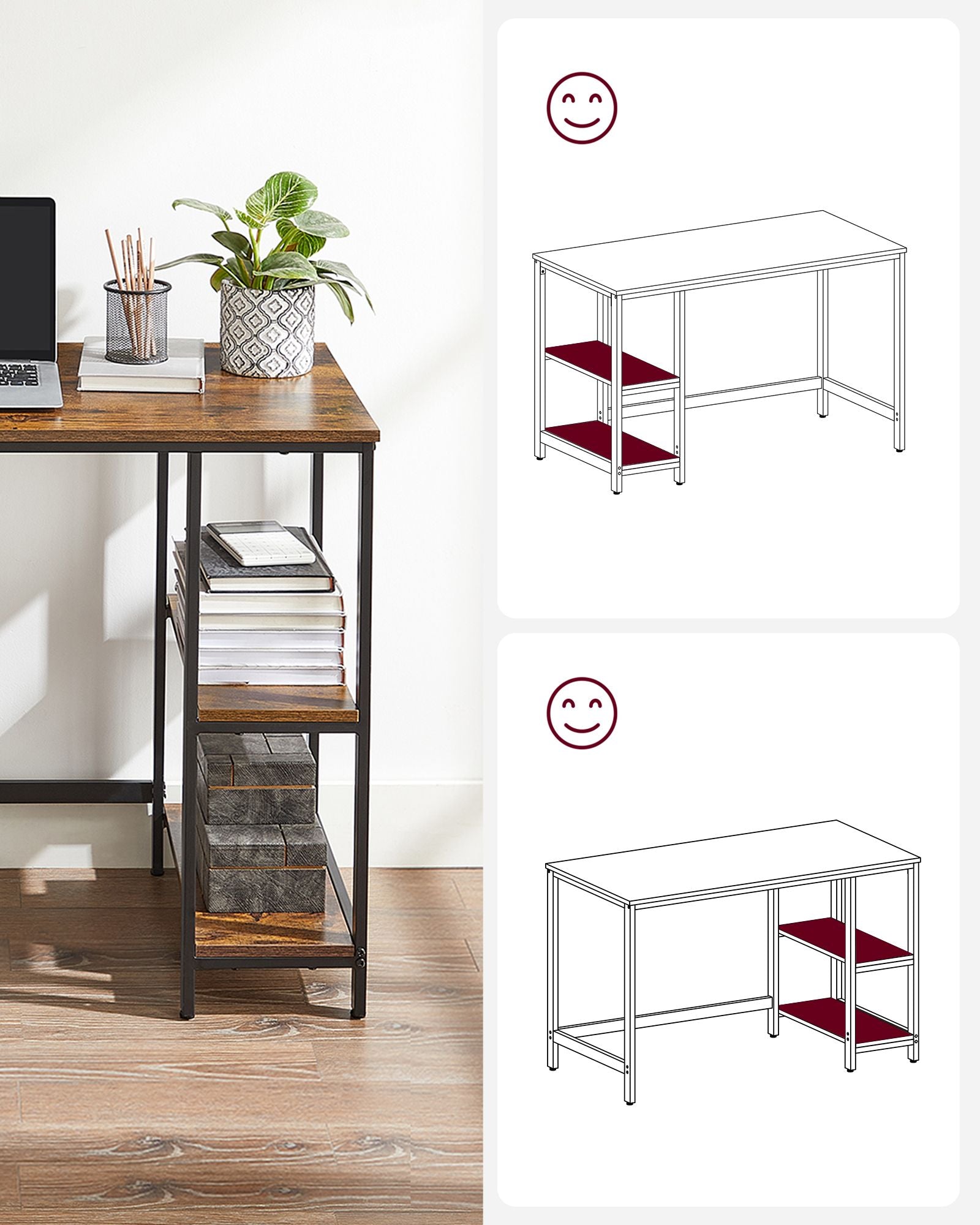 Bureau – industrieel look – met 2 planken