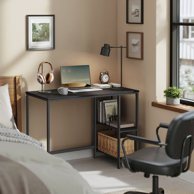 Bureau – 50 x 100 cm – Met 2 planken voor extra opbergruimte – Esdoornwit – Staal