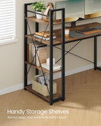 Computerbureau – met planken – vintage bruin-zwart