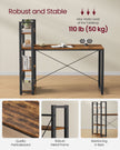 Bureau – 56 x 120 cm – Flexibel met planken – Vintage bruin-zwart