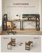 Computerbureau – met planken – vintage bruin-zwart