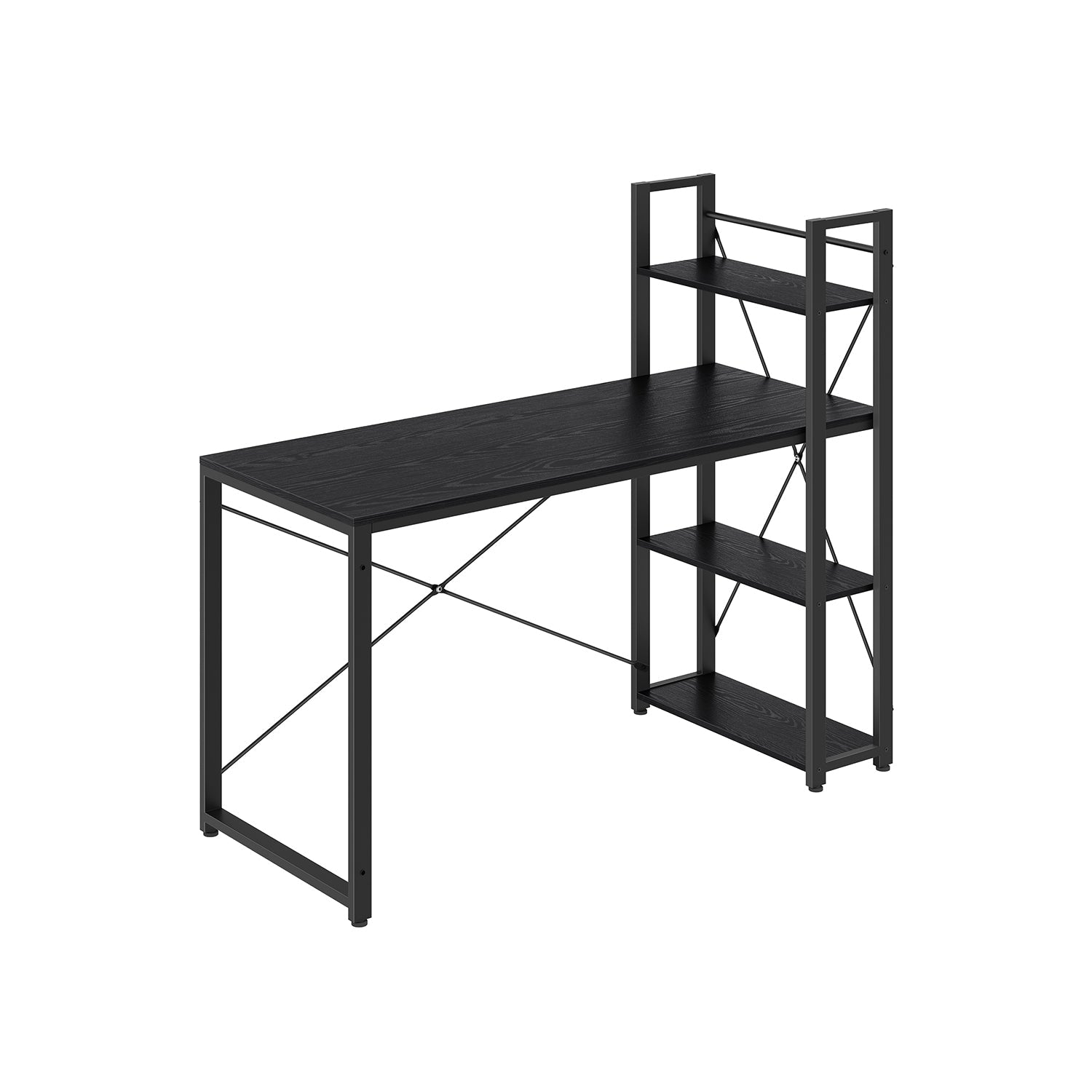 Computerbureau – met planken – vintage bruin-zwart