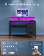 Bureau met lades en stopcontacten – ebbenhout zwart