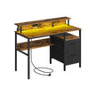 Bureau 94,5 x 65 cm – Vintage bruin – Lades – 2× stopcontacten – 2× USB-C