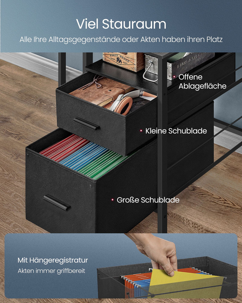 Bureau Met Lades En Monitorstandaard In Ebbenhoutzwart