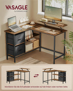 L-vormig bureau – met 2 lades – vintagebruin