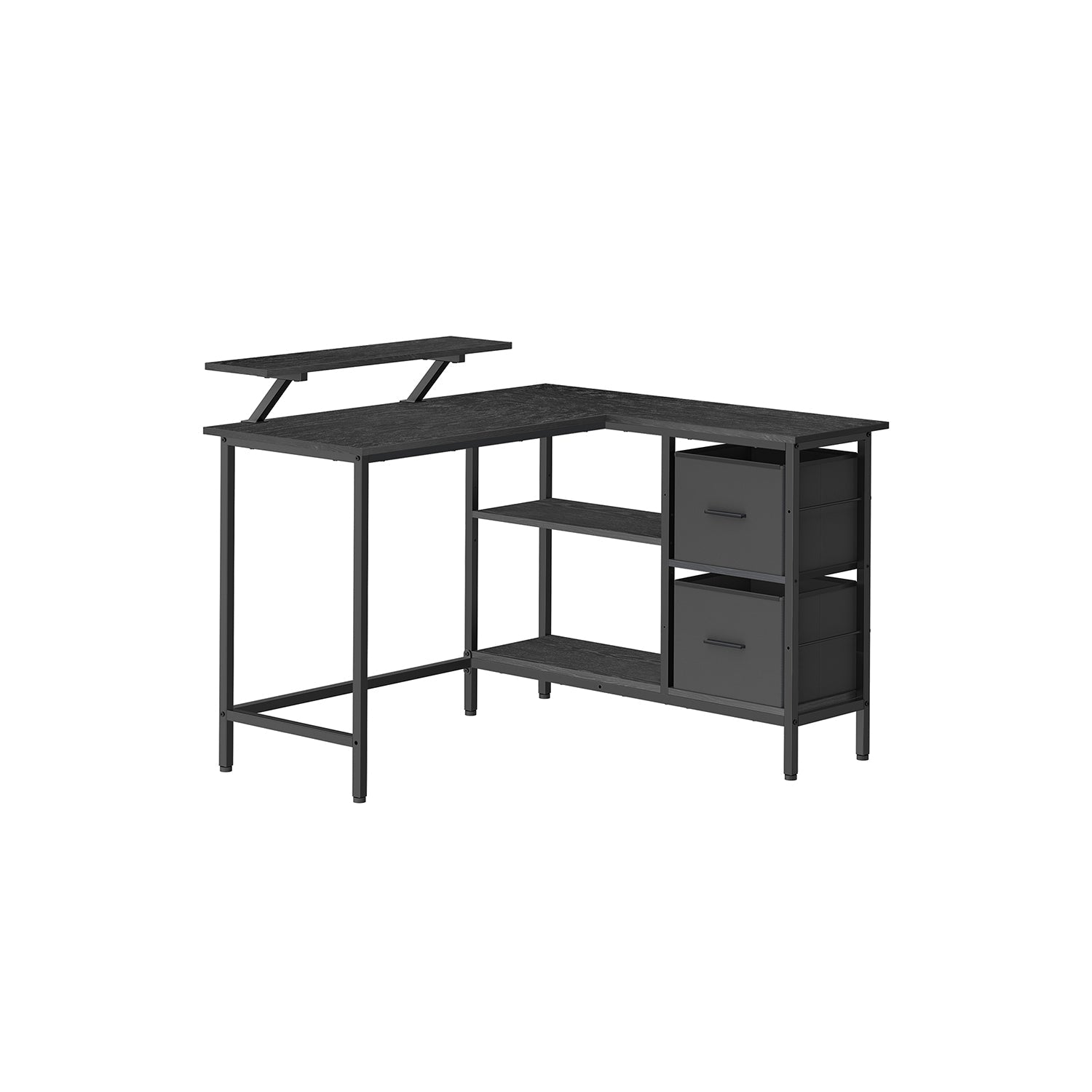 L-vormig bureau – met 2 lades – vintagebruin