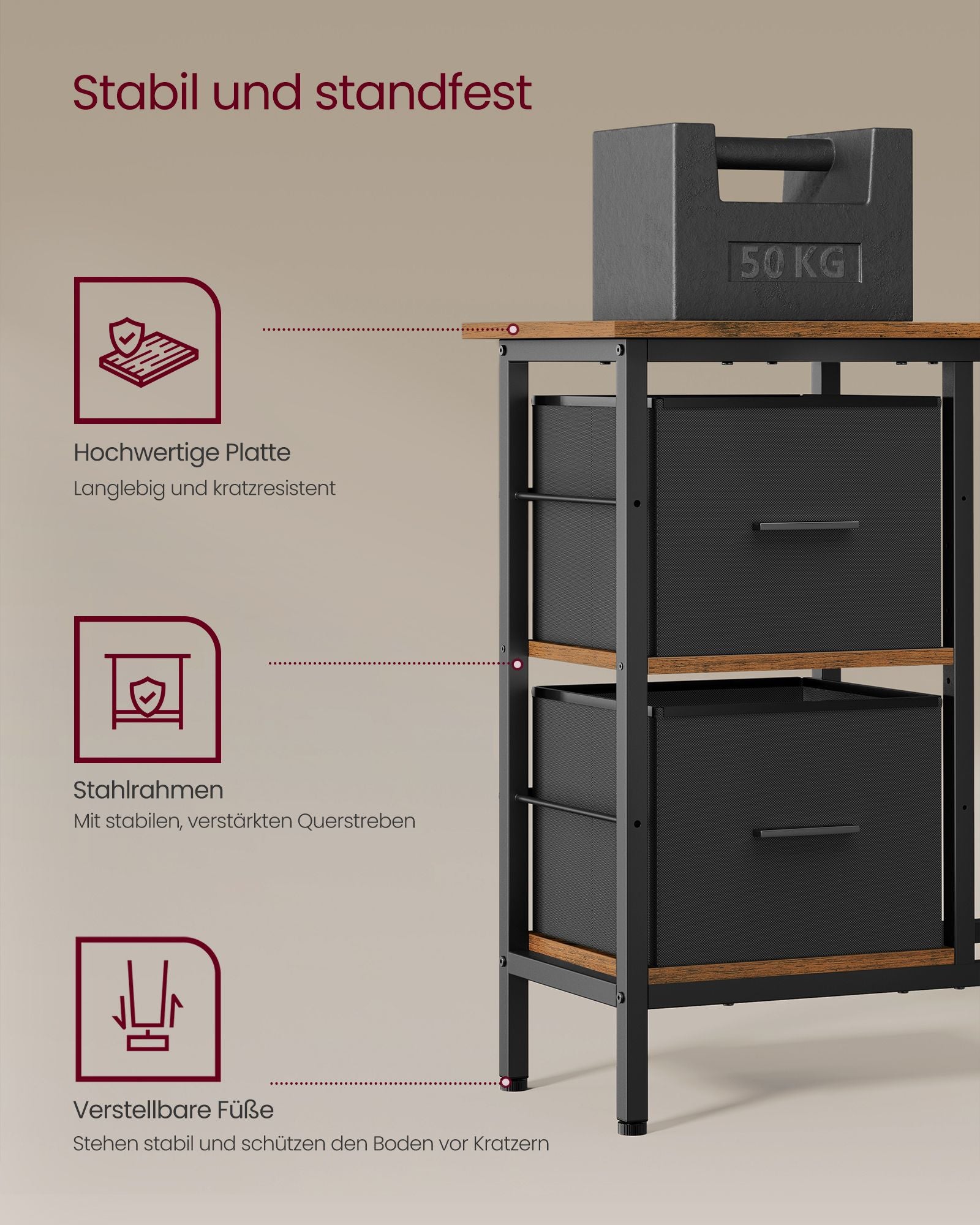 L-vormig bureau – met 2 lades – 135 × 105 cm