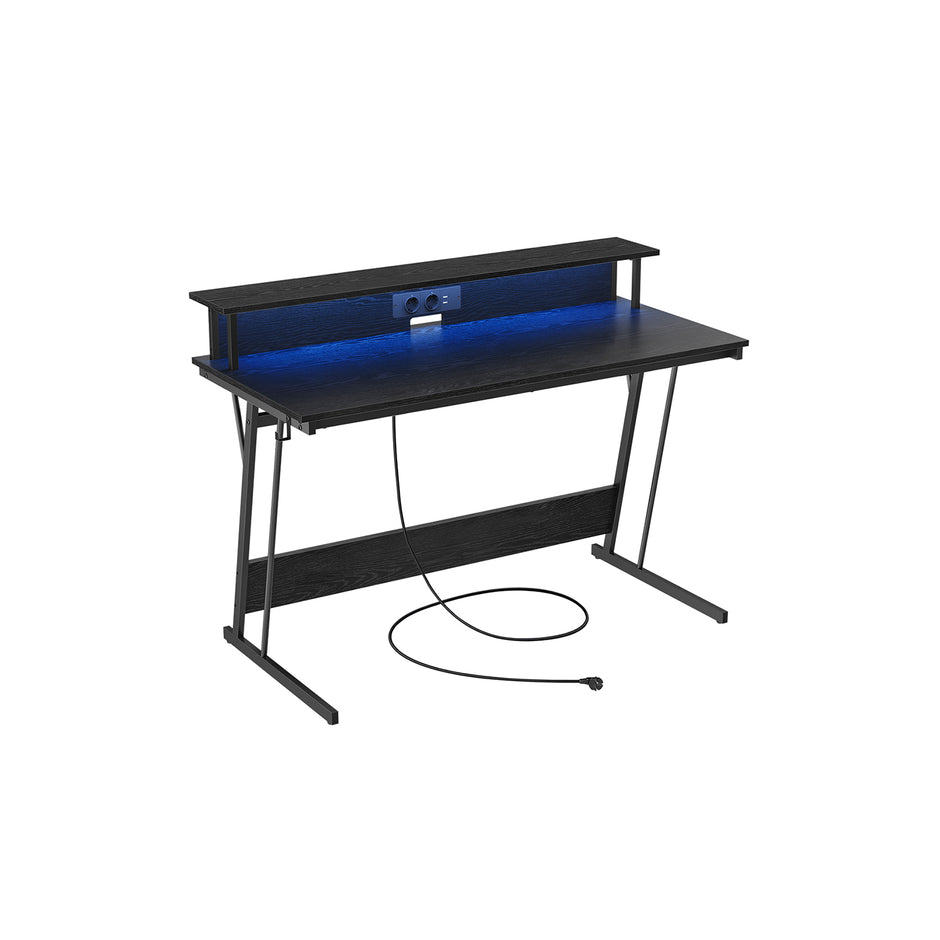 Bureau 55 x 135 cm – Met monitorstandaard – Ergonomisch werken – Ebbenhout zwart – Sterke constructie