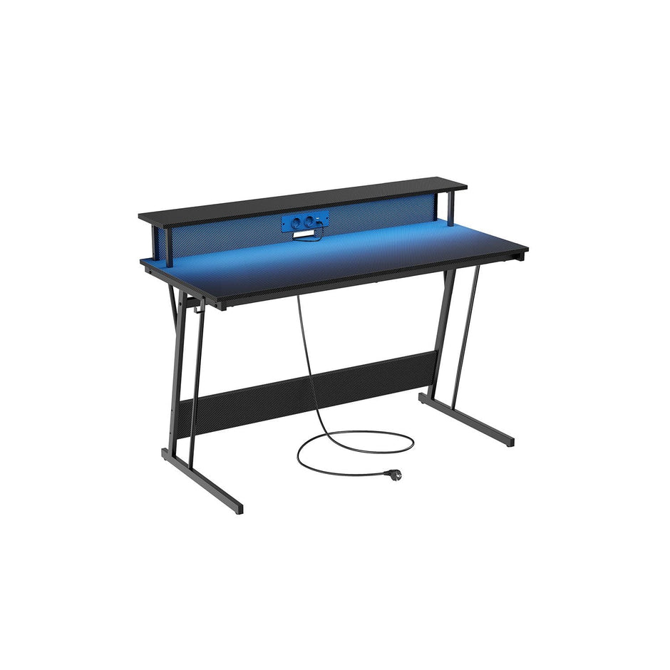 Bureau 55 x 135 cm – Met monitorstandaard – Ergonomisch werken – Ebbenhout zwart – Sterke constructie