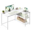 Hoekbureau - 110 x 80 x 76 cm - in hoogte verstelbare plank - esdoornwit - 50 kg maximaal draagvermogen tafelblad - 15 kg maximaal draagvermogen plank