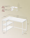 Hoekbureau - 110 x 80 x 76 cm - in hoogte verstelbare plank - esdoornwit - 50 kg maximaal draagvermogen tafelblad - 15 kg maximaal draagvermogen plank