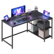Hoekbureau - 120 x 80 x 76 cm - in hoogte verstelbare plank - ebbenzwart - max. belasting tafelblad 50 kg - max. belasting per plank 15 kg
