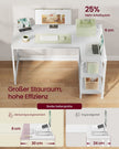 Hoekbureau - 120 x 80 x 76 cm - in hoogte verstelbare plank - esdoornwit - maximaal 50 kg tafelblad draagkracht - maximaal 15 kg per plank