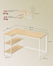 Hoekbureau L-vormig – 120 x 80 cm – Met Opbergplanken – Omkeerbaar – Eiken en Wit