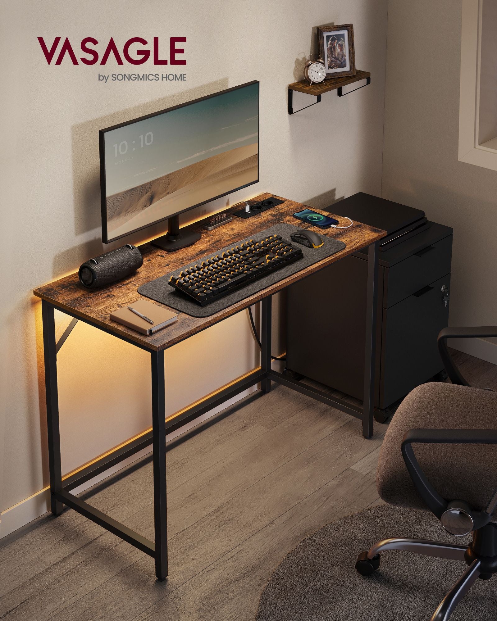 Bureau – 50 x 100 cm – Ingebouwde LED-verlichting – 20 kleuren – 2× USB – 2× stopcontacten