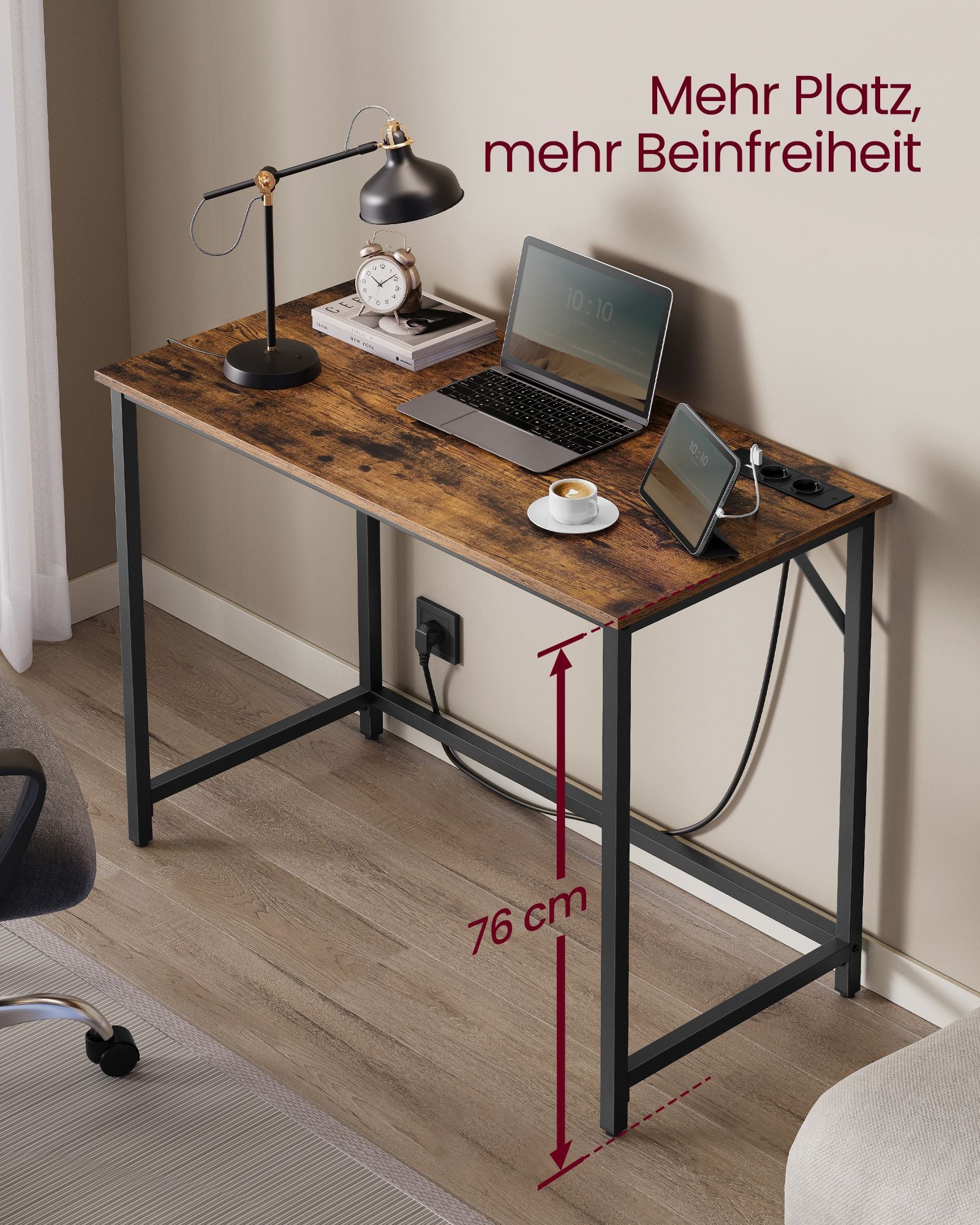 Bureau – 50 x 100 cm – Ingebouwde LED-verlichting – 20 kleuren – 2× USB – 2× stopcontacten