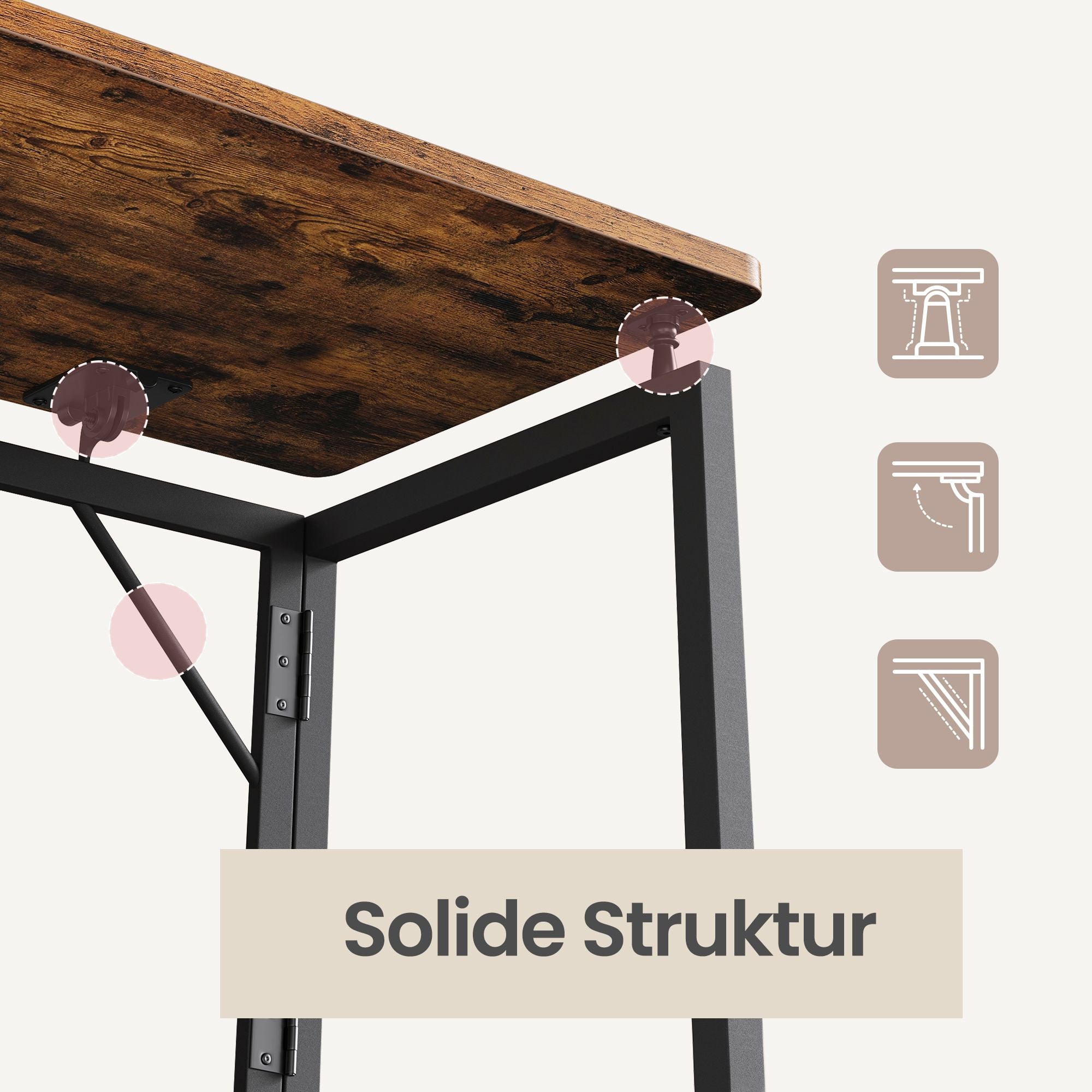 Opklapbaar Bureau - 80 x 40 cm - Afgeronde Hoeken - Ruimtebesparend - Bruin