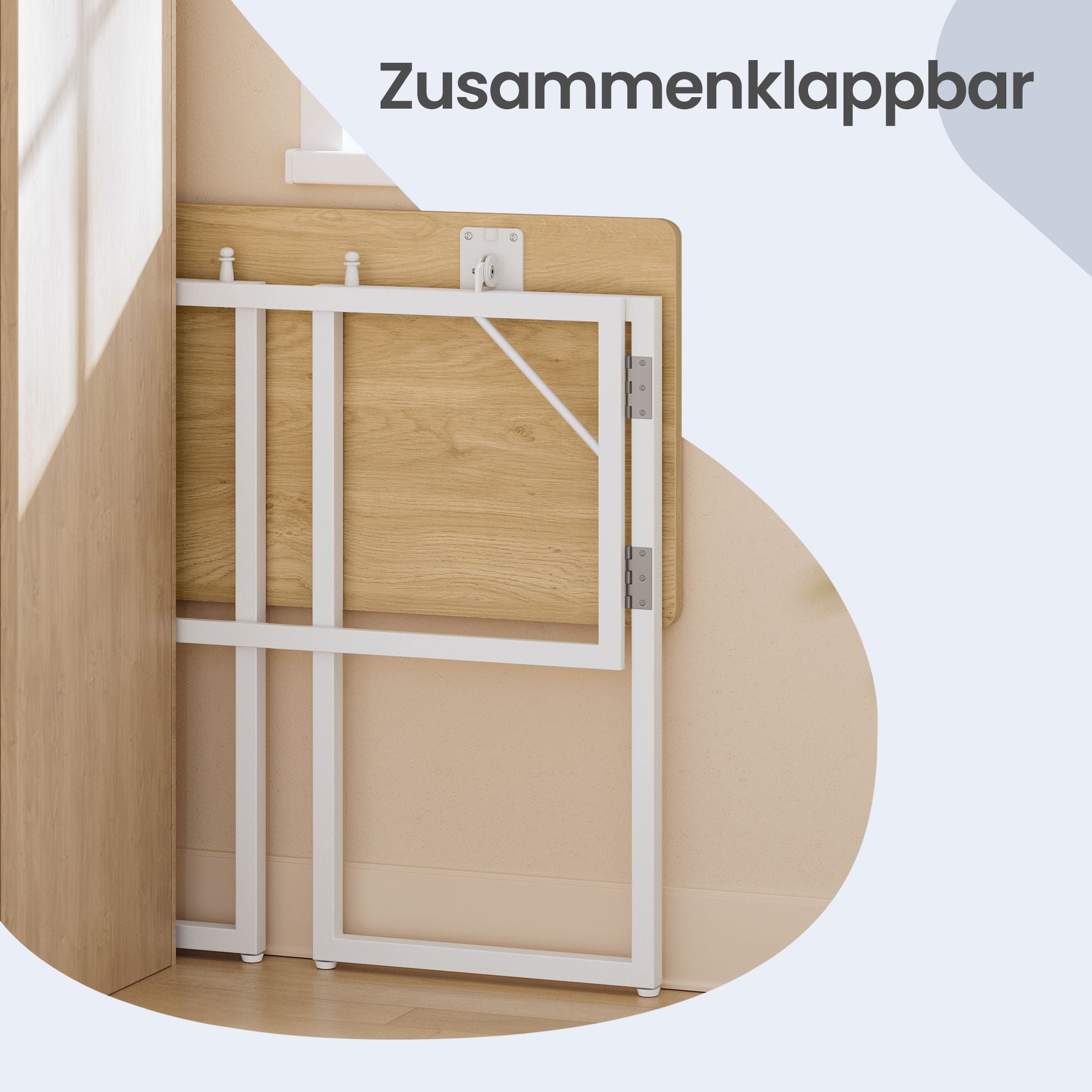 Opklapbaar Bureau - 100 x 50 cm - Afgeronde Hoeken - Ruimtebesparend - Eiken