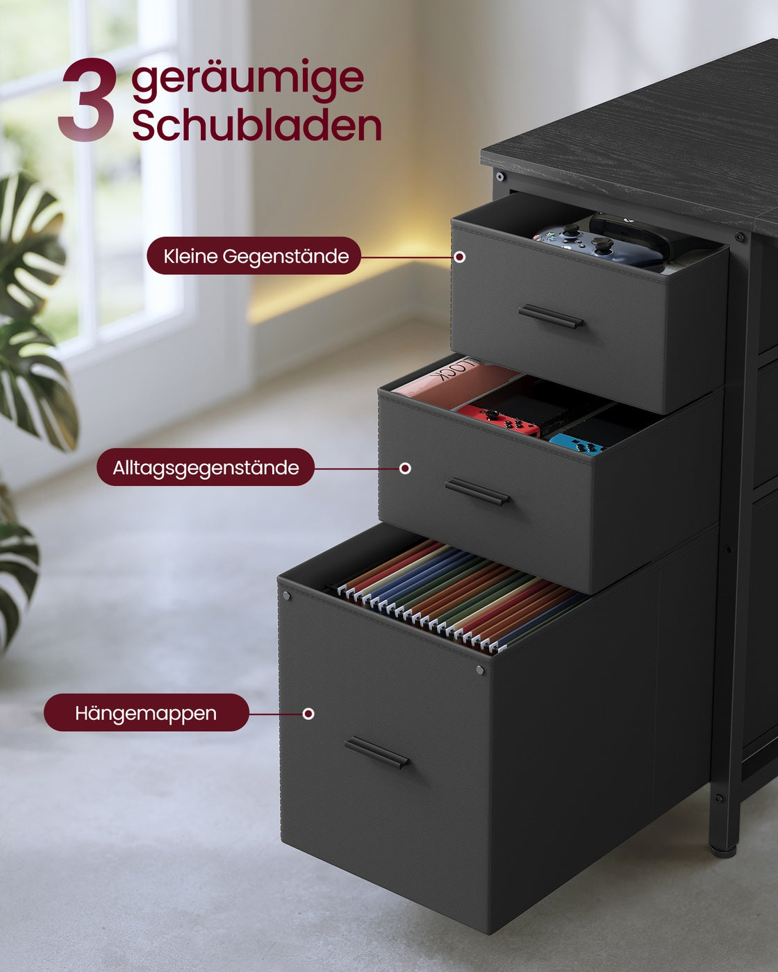 Hoekbureau - L-Vorm - Ledverlichting - Met Stopcontacten - Zwart