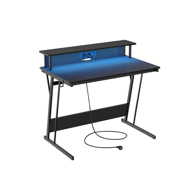 Bureau 60 x 120 cm – Ebbenhout zwart – Spaanplaat en staal – Met monitorstandaard