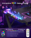 Gamingbureau – Carbonlook – RGB-Verlichting – Bekerhouder – 100 x 60 cm – Koolzwart