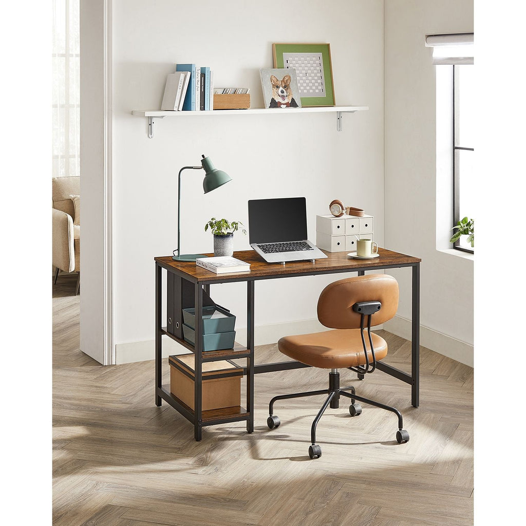 Bureau - PC-tafel met 2 legplanken - Links of rechts monteerbaar - 120 x 60 x 75 cm