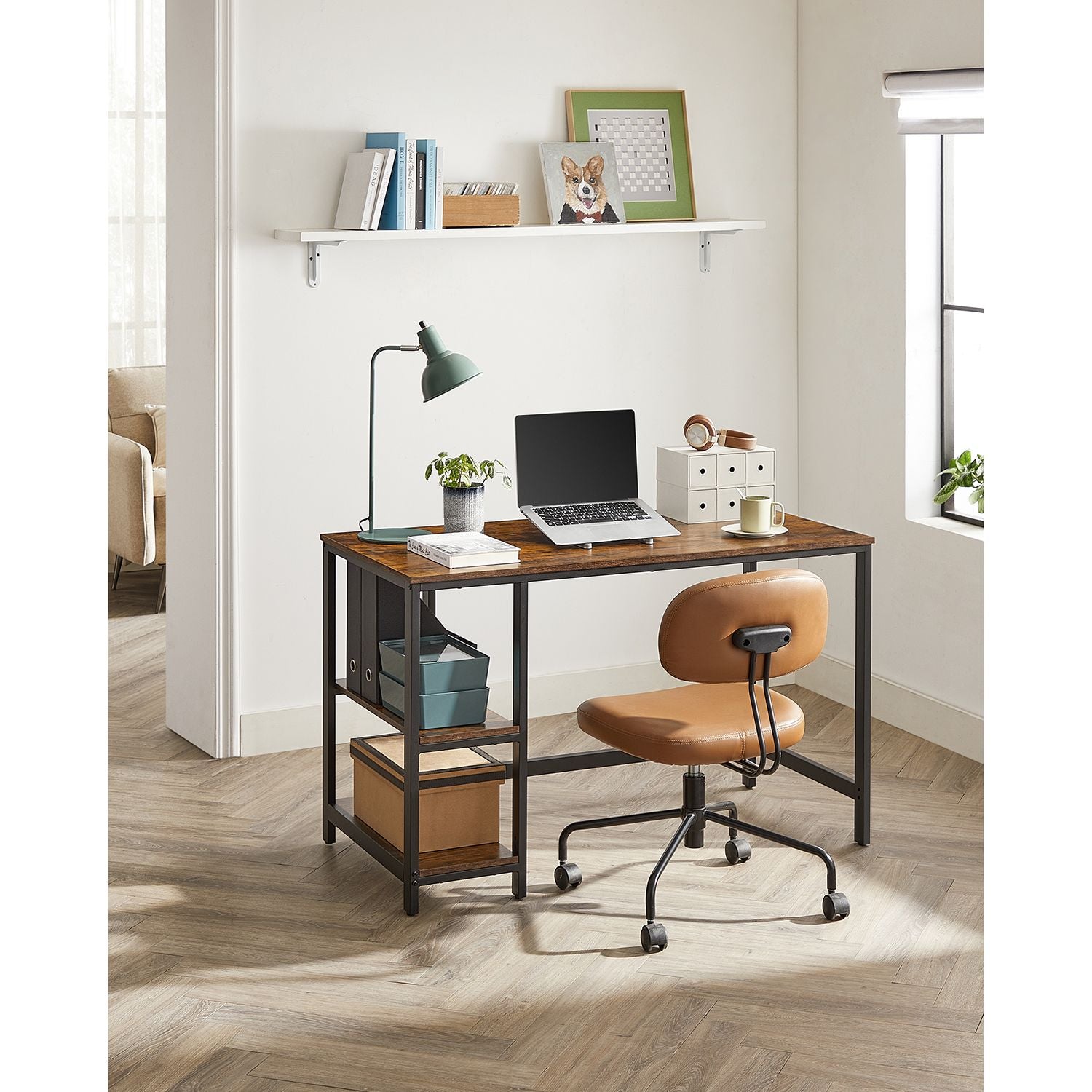 Bureau - PC-tafel met 2 legplanken - Links of rechts monteerbaar - 120 x 60 x 75 cm