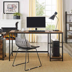 Computertafel – Bureau met 2 planken – Stalen frame – Bruin/Zwart