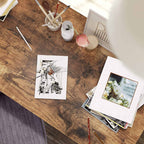 Computertafel – Bureau met 2 planken – Stalen frame – Bruin/Zwart