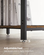 Computertafel – Bureau met 2 planken – Stalen frame – Bruin/Zwart