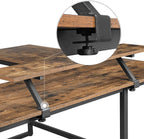 Hoekbureau – L-vormig met monitorbeugel – Vintage bruin, zwart